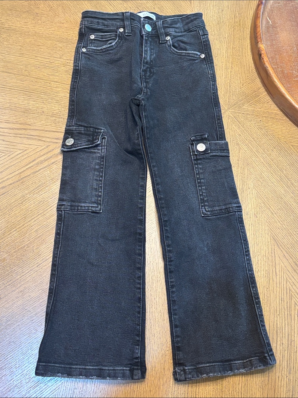 Girls size 7 Zara Black Cargo Flare Jeans